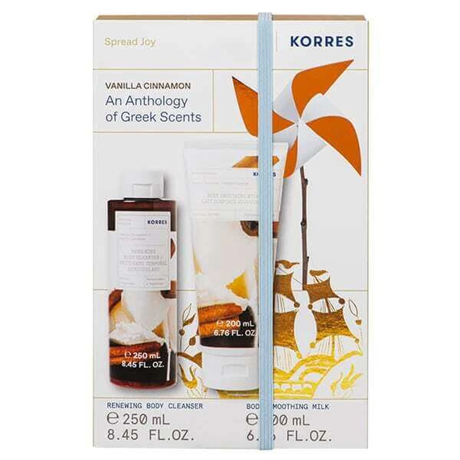 KORRES Promo Vanilla Cinnamon Renewing Shower Gel 250ml & Vanilla Cinnamon Smoothing Milk Feuchtigkeitsspendende Körpermilch, 200ml