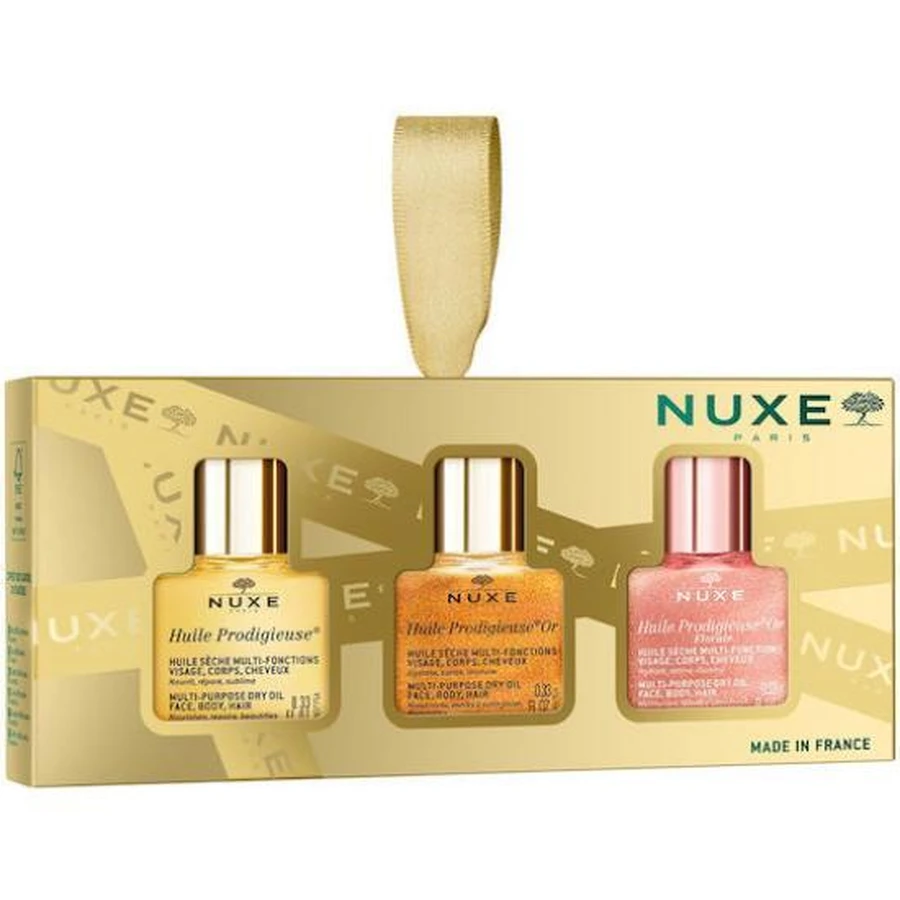 NUXE Xmas Huile Prodigieuse Promo Met Droge Hydraterende Oliën Voor Gezicht, Lichaam & Haar Prodigieuse 10ml, Prodigieuse Florale 10ml & Prodigieuse Shimmering 10ml
