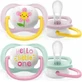 AVENT Ultra Air Happy Orthodontische Silicone Fopspeen met Grote Gaten voor Ademende Babyhuid voor 0-6 maanden 2 stuks [SCF080/09] - Roze