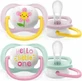 AVENT Ultra Air Happy Orthodontische Silicone Fopspeen met Grote Gaten voor Ademende Babyhuid voor 0-6 maanden 2 stuks [SCF080/09] - Roze