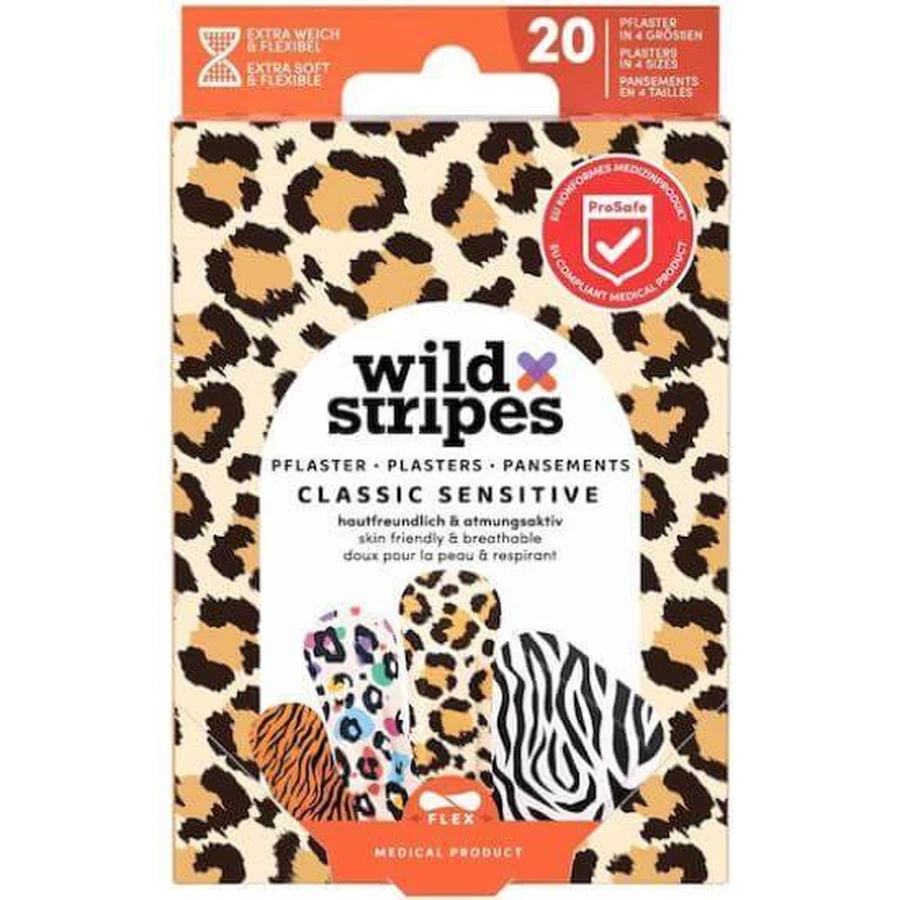 AMBITAS Wild Stripes Kids Sensitive Animals Aufkleber Bunte Aufkleber in 4 Größen 20 Stück