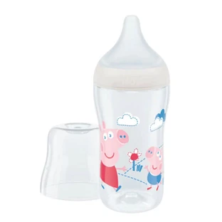NUK Plastic Fles Perfect Match Antikoliek Fles Met Siliconen Speen Voor 3+ Maanden Wit Peppa Varken 260ml