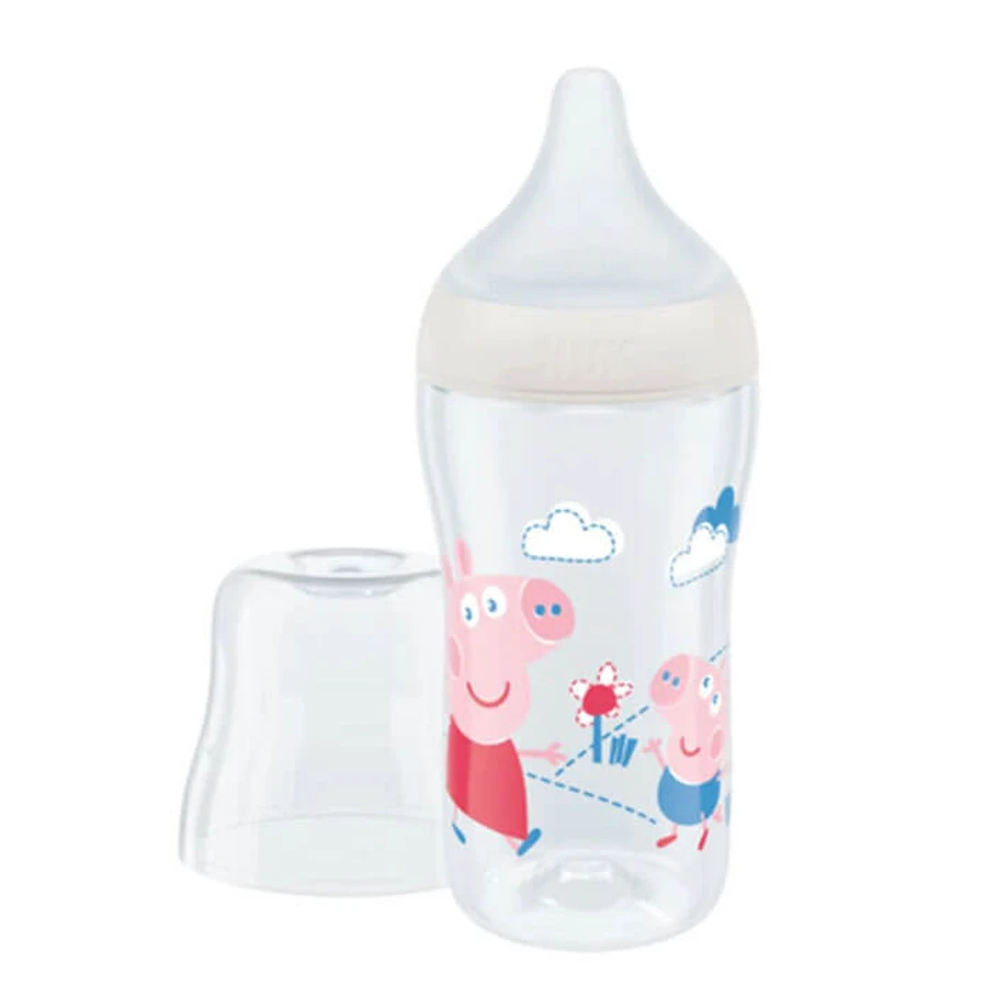 NUK Plastic Fles Perfect Match Antikoliek Fles Met Siliconen Speen Voor 3+ Maanden Wit Peppa Varken 260ml