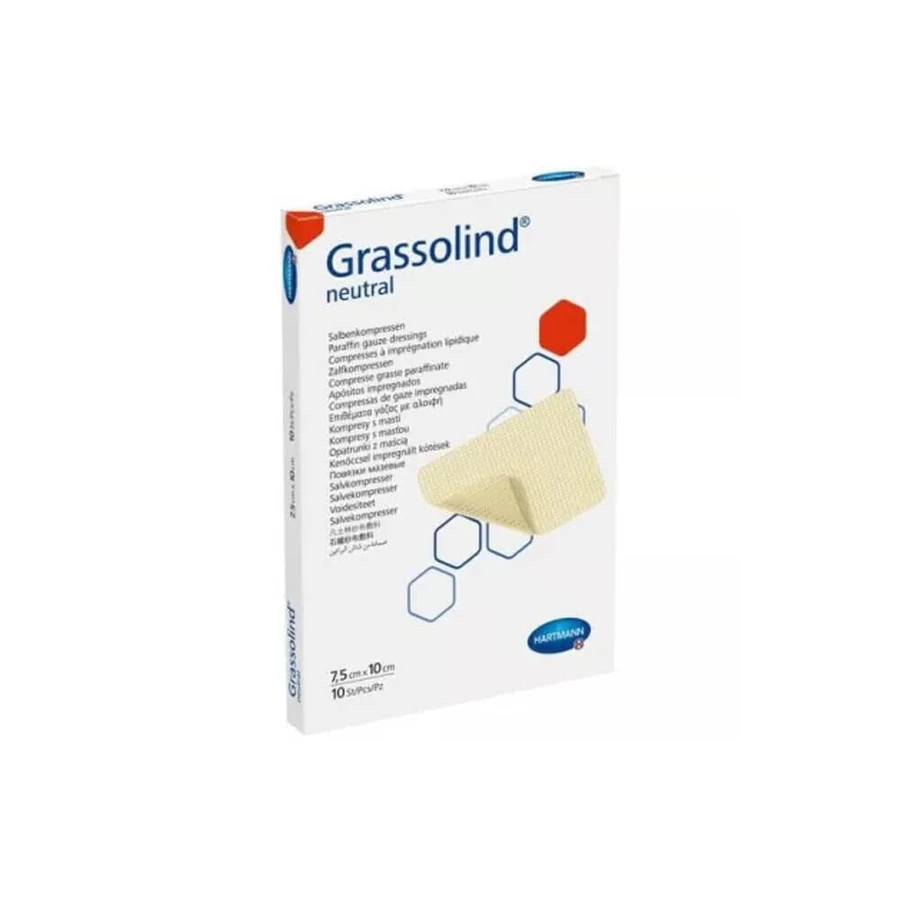 HARTAMANN Grassolind Neutral, Sterile Patch with Ointment 7,5x10cm, 10 Pieces