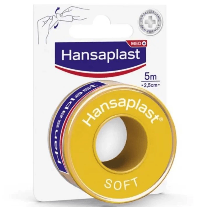 HANSAPLAST Cinta de fijación suave Cinta de vendaje hipoalergénica sin látex 5m x 2,5cm
