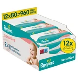 PAMPERS Babydoekjes, Babydoekjes Sensitive, 12x80 cm, 960 stuks