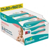 PAMPERS Babydoekjes, Babydoekjes Sensitive, 12x80 cm, 960 stuks