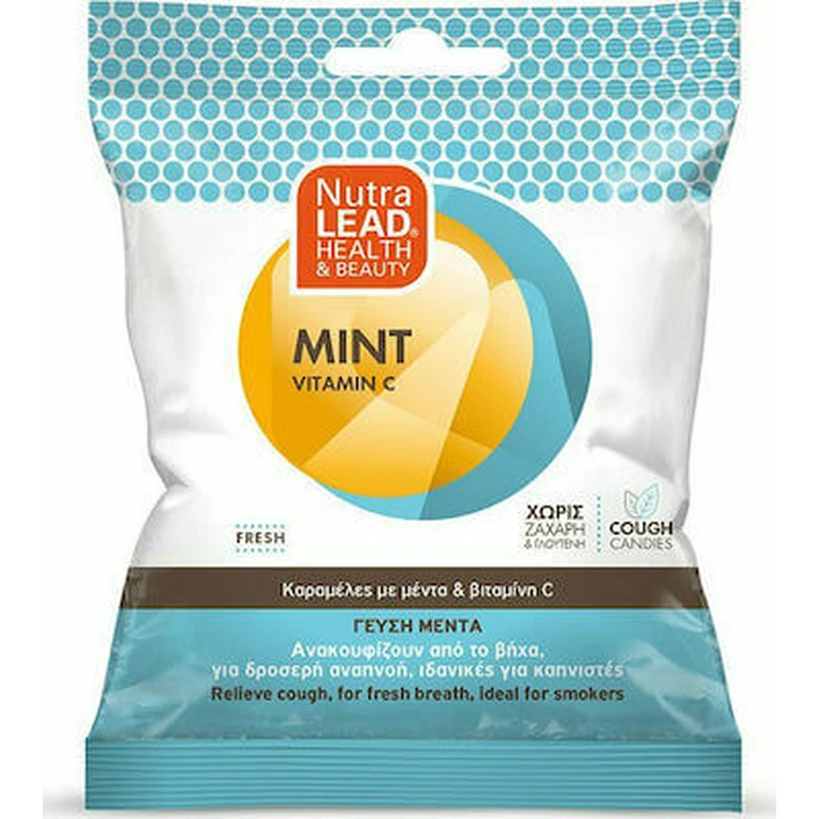 PHARMALEAD Caramelos de Menta y Vitamina C para Aliviar la Tos y la Garganta Aliento Fresco Ideal para Fumadores Sabor Menta 40gr