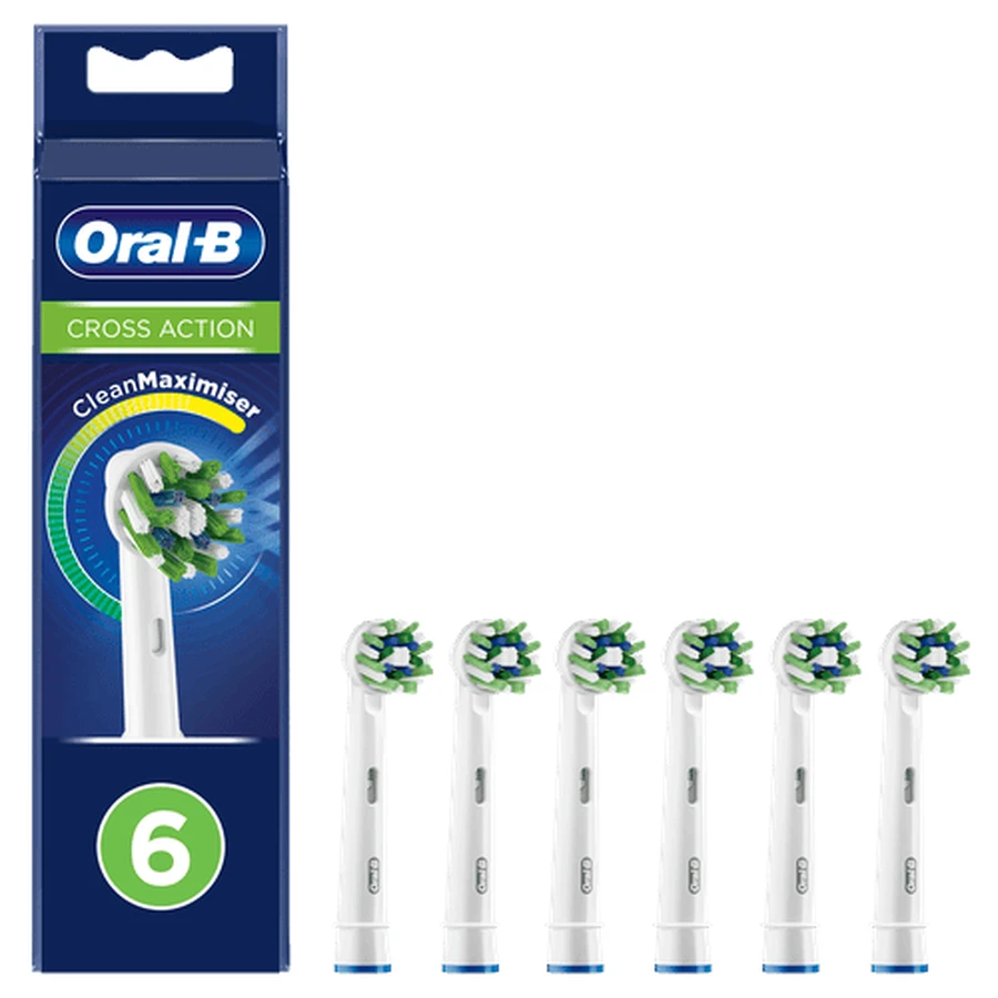 ORAL B CrossAction Replacement Electric Toothbrush Heads, 6 pieces