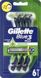 GILLETTE Blue 3 Plus Sensitive Afeitadoras corporales desechables con 3 cuchillas y cinta lubricante para piel sensible 6 piezas