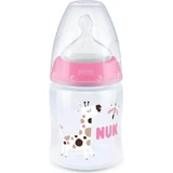 Biberon en silicone NUK First Choice Plastic 0-6m 150ml avec contrôle de la température et indicateur de contrôle de la température - Rose