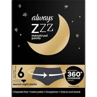 ALWAYS Zzz Menstrual No.6 Secure Night Pants Small Medium Menstrual Night Underwear 3 Pieces