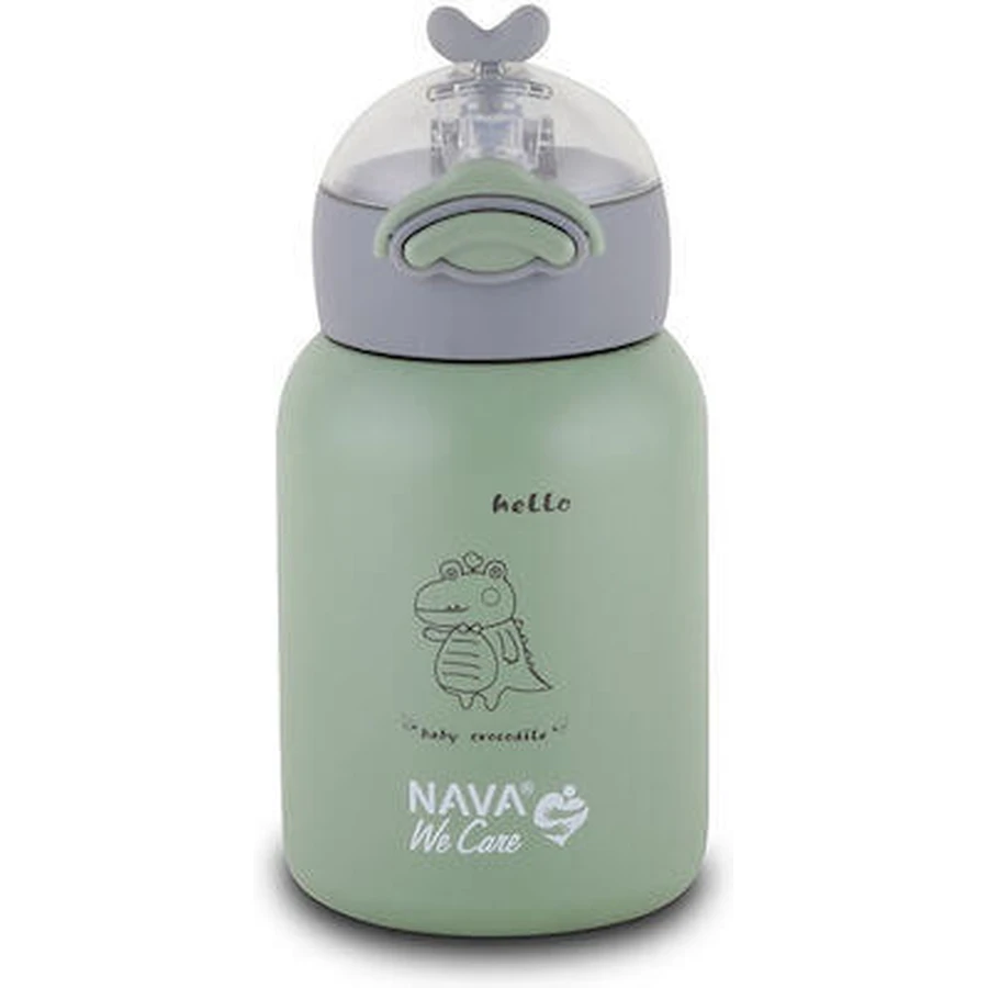 NAVA Thermos Stainless Steel Bottle We Care In Green Colour 350ml (10-110-003)
