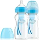 DR. BROWN`S Natural Flow Options+ Plastic Bottle with Wide Neck & Silicone Nipple Blue 2x270ml WB 92602