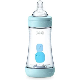 CHICCO Perfect 5 Plastic Fles met Siliconen Speen Tegen Koliek Vanaf 2 Flessen 240ml blauw [20223-20]