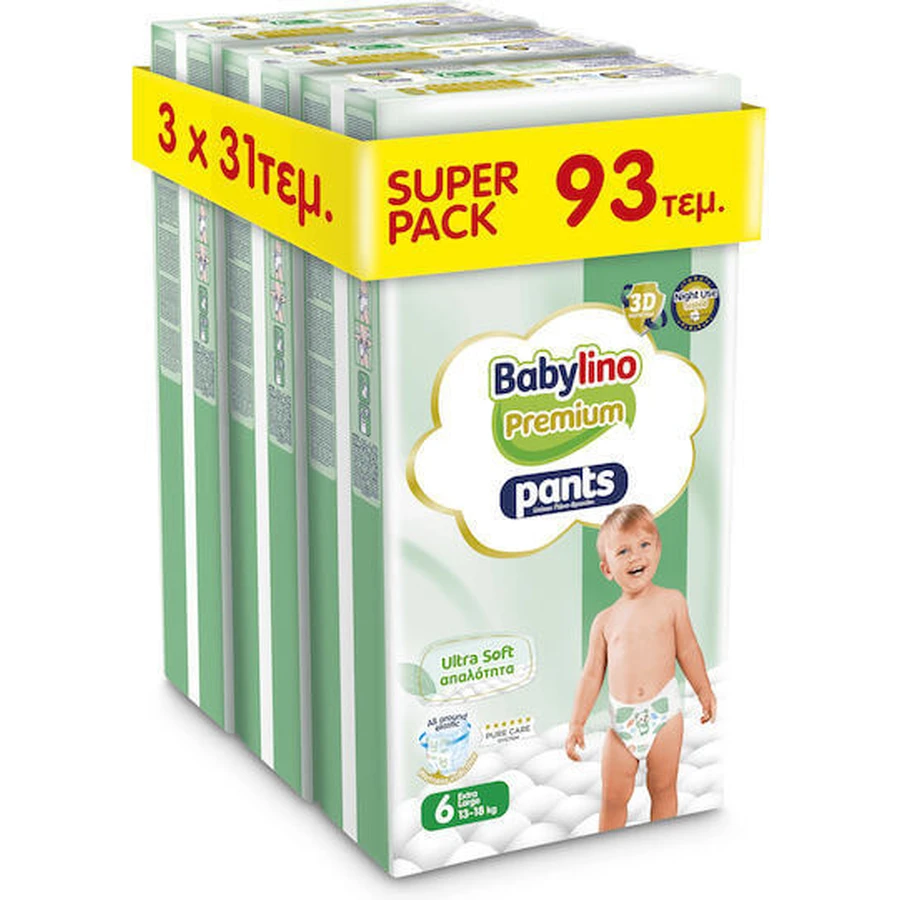 BABYLINO Premium Pants Ultra Soft Pants No6 (13-18kg) (3 Packs x 31 Pieces) 93 Pieces