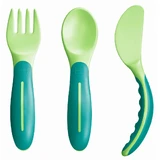 MAM Baby's Besteck Gabel, Löffel, Messer für 6+ Monate 515U