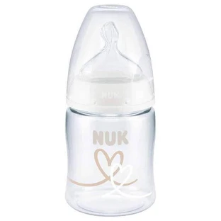 Biberon en silicone NUK First Choice Plastic 0-6m 150ml avec contrôle de la température et indicateur de contrôle de la température - Blanc