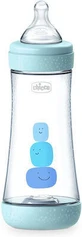 CHICCO Perfect 5 Biberón de Plástico con Tetina de Silicona Contra Cólicos Desde 4 Mins 300ml azul [20235-20]