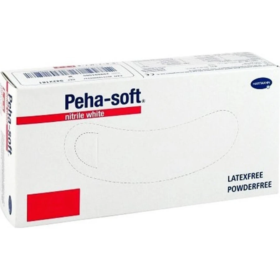 HARTMANN Peha-Soft Nitrile Guantes desechables de nitrilo blanco sin polvo - Paquete de 100 unidades - Seleccionar talla