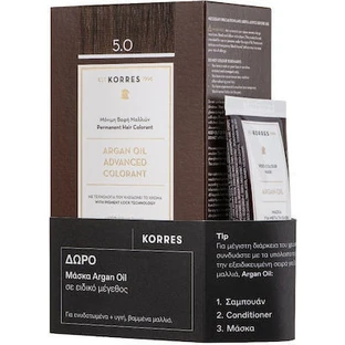 KORRES PROMO Huile d'Argan Colorant Avancé 5.0 Châtaigne Clair 50ml - Masque à l'huile d'argan GRATUIT Format spécial 20ml