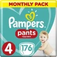 PAMPERS Baby Pants Pants No.4 9-15Kgr 176 Pieces Monthly Pack