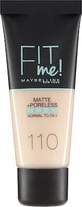 MAYBELLINE Fit Me Base de Maquillaje De Cobertura Natural Mate 30ml 110 Porcelain