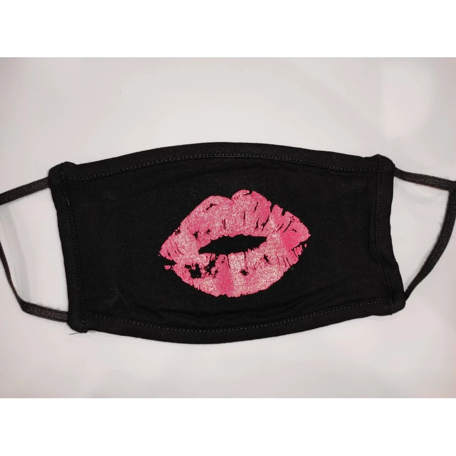 ROYALTY Black Fabric Mask With Activated Carbon Filter "Red Kiss"