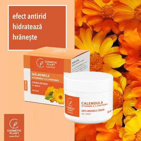 Crema antiarrugas con caléndula y vitaminas A, E, F y pantenol, 50 ml, Cosmetic Plant