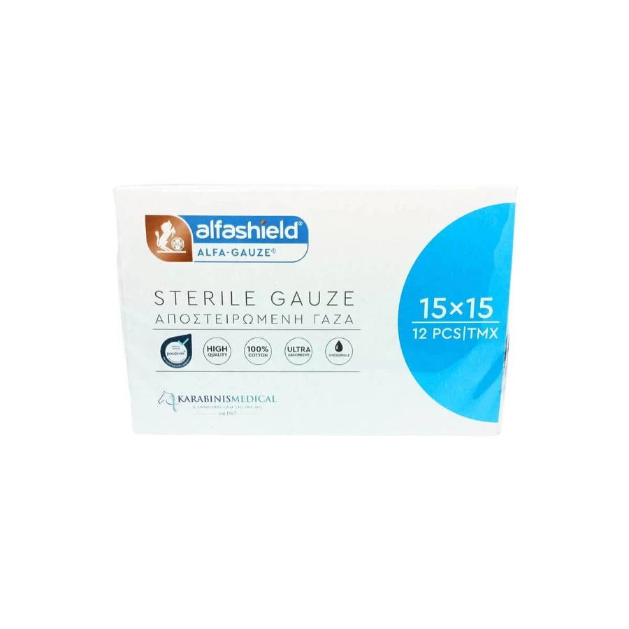 ALFASHIELD Garza sterile 15x15cm 12 pezzi