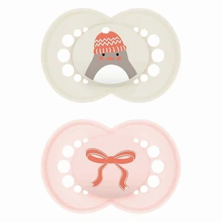 Sucette en silicone MAM Original Winter Limited Edition pour 6-16 mois - Pingouin / Ruban