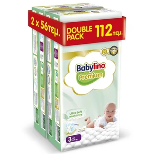 BABYLINO Premium Ultra Soft Doppelpack Weichheit No3 [4-9Kg] 112 Windeln [2 Packungen x 56 Stück]