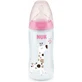 NUK First Choice Plus Tempature Control Kunststoff-Flasche mit Temperaturkontrollanzeige und Silikon-Sauger 6-18 Monate, 360ml in verschiedenen Farben - Pink