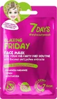 7DAYS Blazing Friday Sheet Mask Gezichtsmasker met kokoswater, 28g
