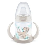 Biberon d'apprentissage NUK First Choice Plus avec contrôle de température Biberon d'apprentissage à deux poignées avec indicateur de contrôle de température et embout en silicone 6-18m, 150ml Disney Lion King