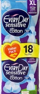 EVERYDAY Sensitive Ultra Plus con Algodón Extra Largo (Value Pack) Toallas Sanitarias con Alas de Protección para Flujo Muy Largo 18 Piezas