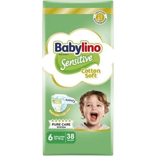 BABYLINO Sensitive Cotton Soft Baby Diaper No6 13-18 Kg Value Pack 38 Pieces