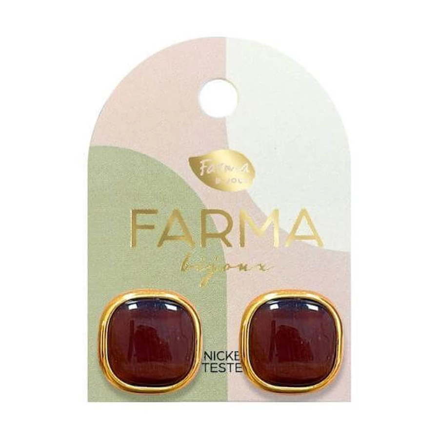 ORION Farma Bijoux Pendientes Hipoalergénicos Cuarzo Marrón 16mm
