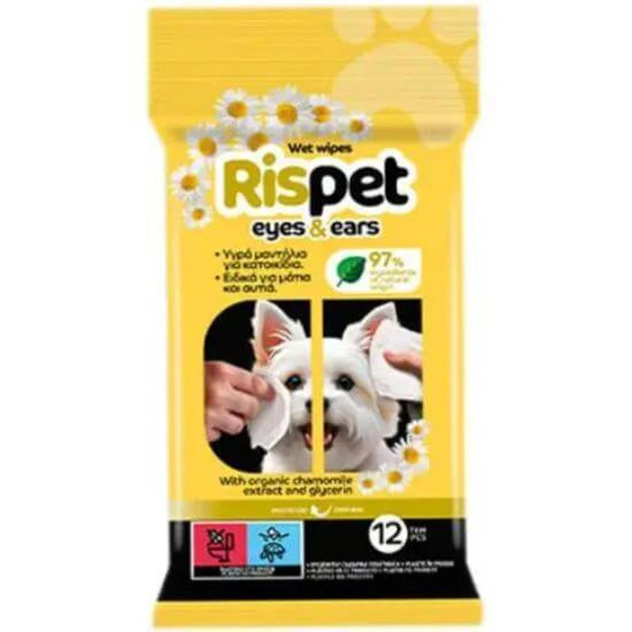 RISPET Eyes & Ears Wet Wipes Natte reinigingsdoekjes voor ogen en oren 12 stuks