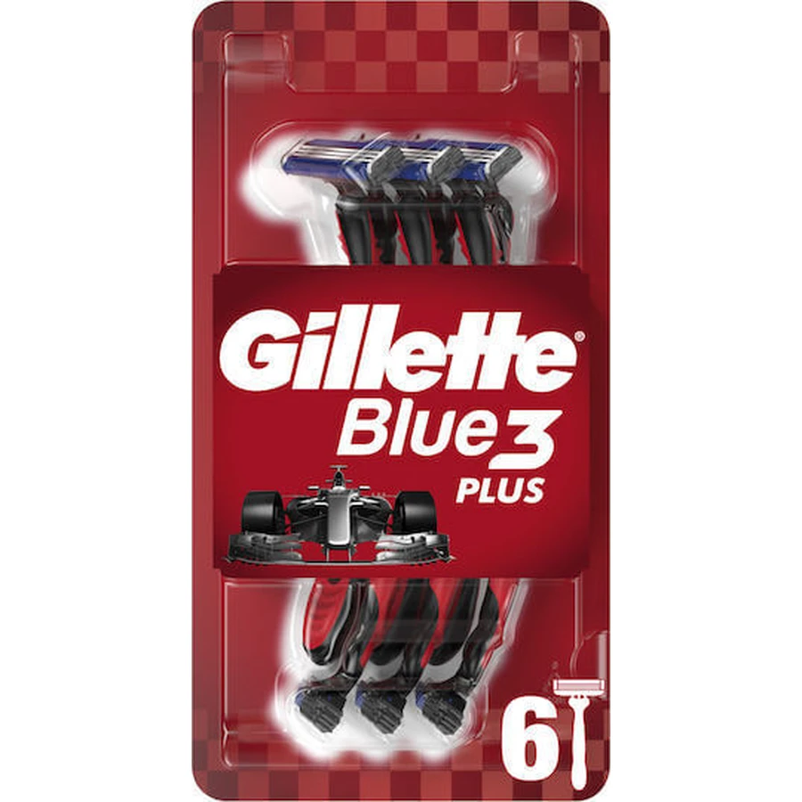 GILLETTE Blue3 Plus Red Wegwerpscheermesjes Herenscheermesjes met 3 mesjes 6 stuks