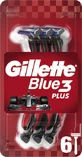 GILLETTE Blue3 Plus Red Maquinillas de afeitar desechables Maquinillas de afeitar para hombres con 3 hojas 6 piezas