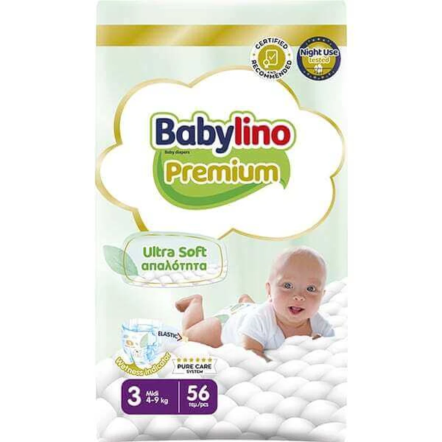 BABYLINO Premium No 3 pour 4-9 kg 56 pièces