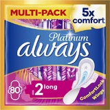 ALWAYS Platinum Toallas Sanitarias Largas con Alas Talla 2 80 unidades