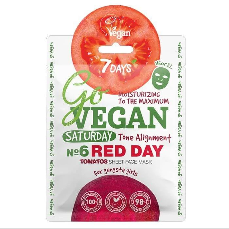 7DAYS Gezichtsmasker Go Vegan Zaterdag "Rode Dag" 25g