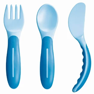 MAM Cubiertos para Bebé Tenedor, Cuchara, Cuchillo Para 6+ Meses 515B