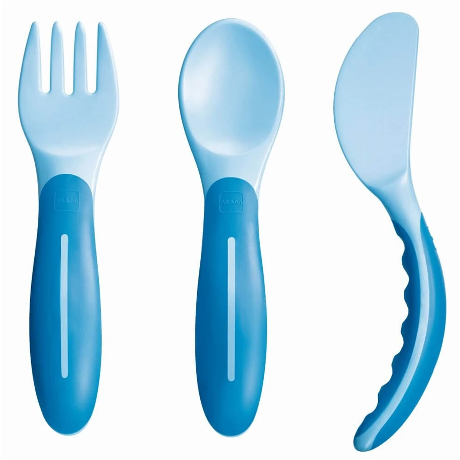 MAM Cubiertos para Bebé Tenedor, Cuchara, Cuchillo Para 6+ Meses 515B