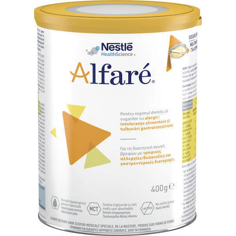 NESTLE Alfare Alimento dietético para lactantes con síntomas gastrointestinales debidos a alergias e intolerancias alimentarias, 400gr