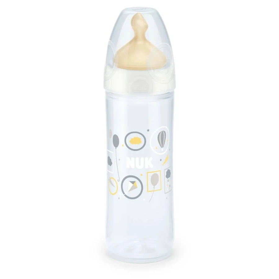 NUK New Classic Plastic Fles met Rubberen Speen Van 6-18 Maanden 250ml In Verschillende Kleuren - Wit