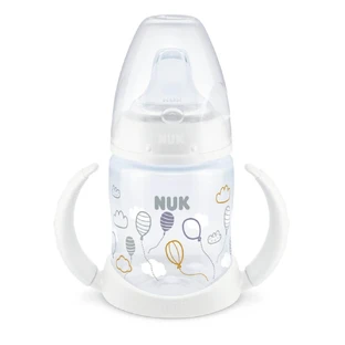 NUK First Choice Biberón Entrenamiento Biberón con dos asas y boquilla de silicona para 6-18 meses 150ml 10.743.943 - Blanco