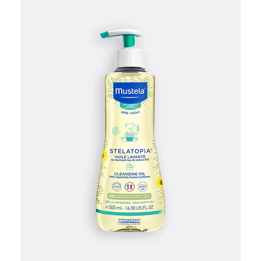 MUSTELA Bebe Stelatopia Reinigingsolie Reinigingsolie zonder parfum Speciaal voor de atopische babyhuid 500ml